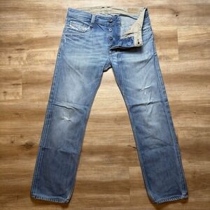 Diesel Jeans Men 31x32 Blue Timmen Slim aight Leg Cotton Distressed Denim Casual